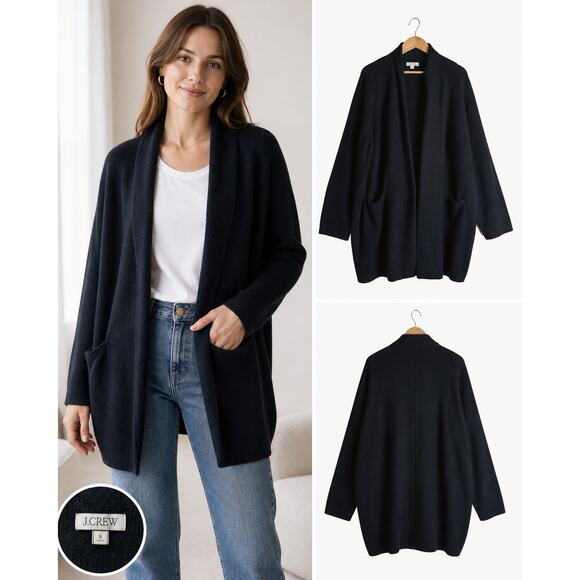 J.Crew Sweaters - J.Crew Cocoon Sweater Blazer Cardigan Black Oversized Wool Blend XL